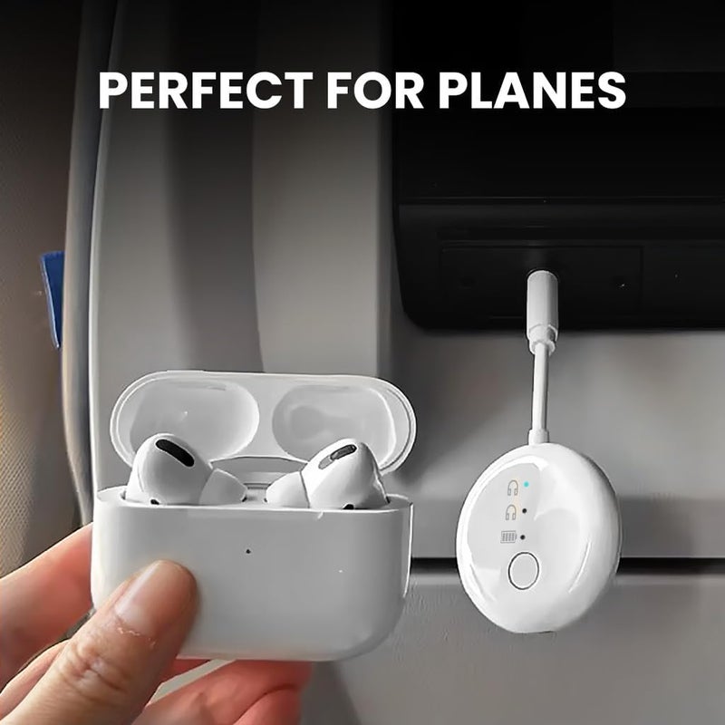 Avantree ساوندجيت R1 – محول بلوتوث للطائرات لمدة 25 ساعة لجميع AirPods (Pro/Max) مع شريحة كوالكوم و aptX Adaptive، ناقل صوت لاسلكي للسفر بالطائرة، يعمل مع سماعات Bose وغيرها - Image 2